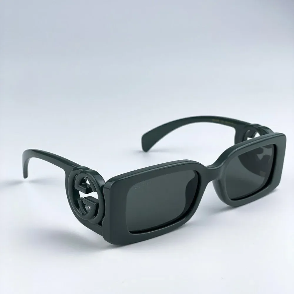 NEW Gucci GG1325S 003 Grey Smoke Grey Rectangle Women Sunglasses - Picture 11 of 14